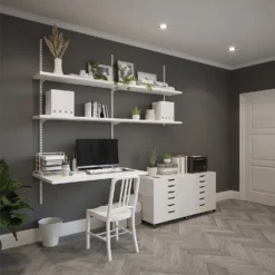 Anti-bacterial Twin Slot Shelving Kit - 1981mm White Twinslot And 216mm Brackets - White -Best Home Furnishing Store 12888871 1964843291924494