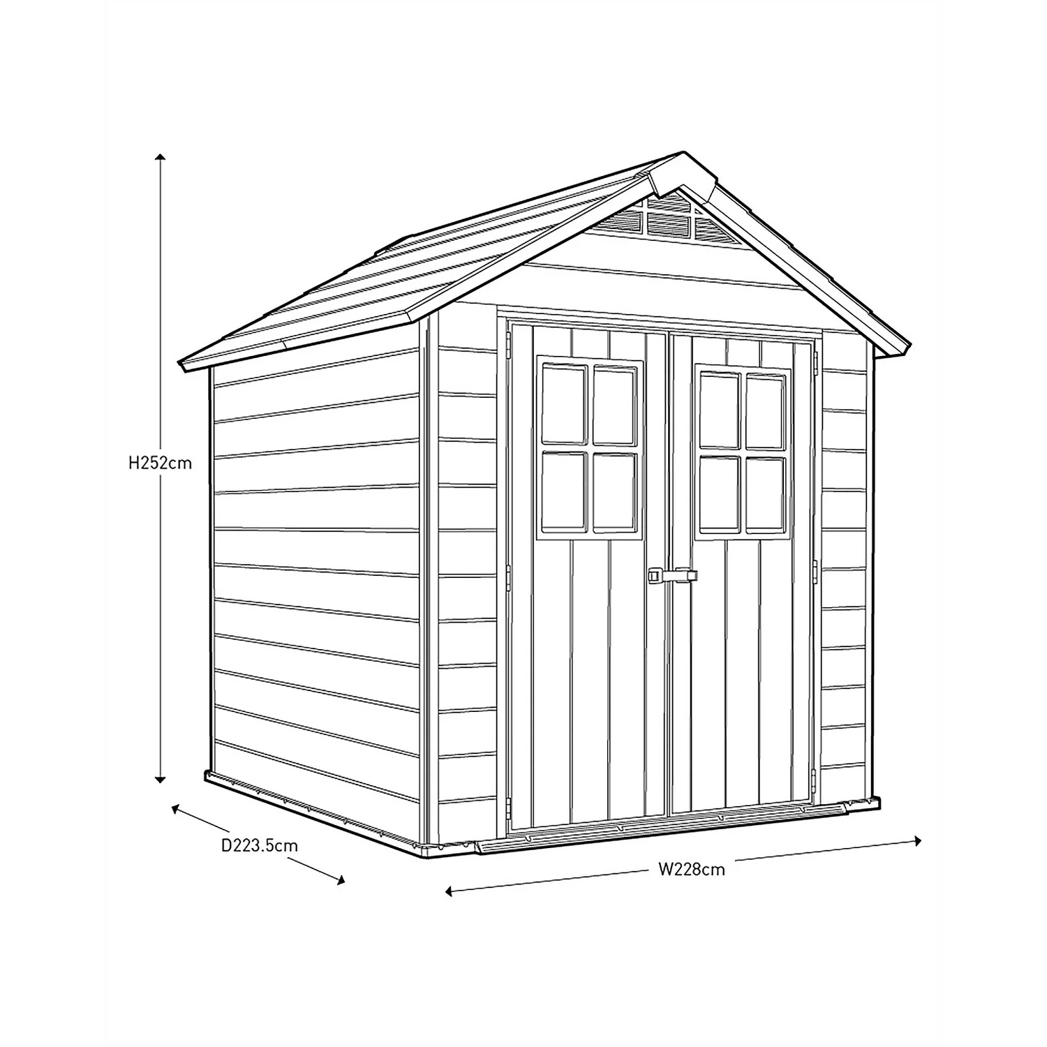 Keter Newton 7.5 X 7ft Outdoor Plastic Garden Storage Shed - Brown 3 Keter Newton 7.5 X 7ft Outdoor Plastic Garden Storage Shed - Brown - Image 3