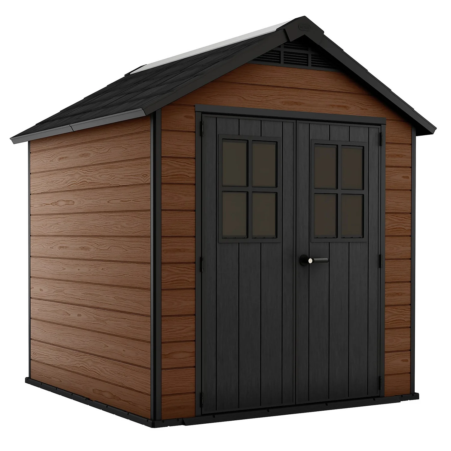 Keter Newton 7.5 X 7ft Outdoor Plastic Garden Storage Shed - Brown 1 Keter Newton 7.5 X 7ft Outdoor Plastic Garden Storage Shed - Brown