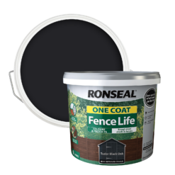 Ronseal One Coat Fence Life Paint Tudor Black Oak - 9L
