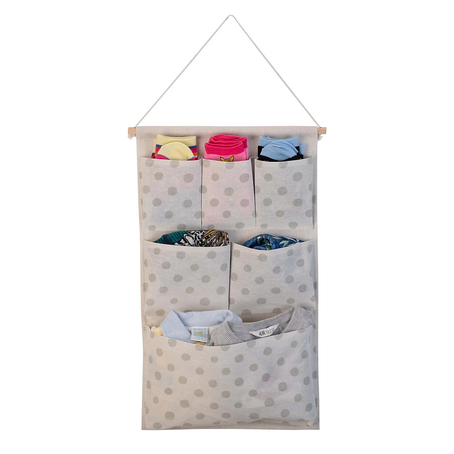 None Flexi Storage Kids 6 Pocket Hanging Organiser - White & Grey Polka Dot 2 None Flexi Storage Kids 6 Pocket Hanging Organiser - White & Grey Polka Dot - Image 2