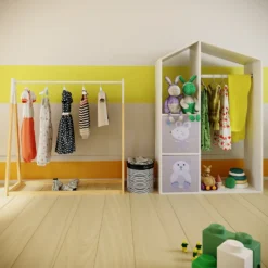 Kids A-Frame Clothes Rail - Natural & White -Best Home Furnishing Store 13277679 1074929069107268