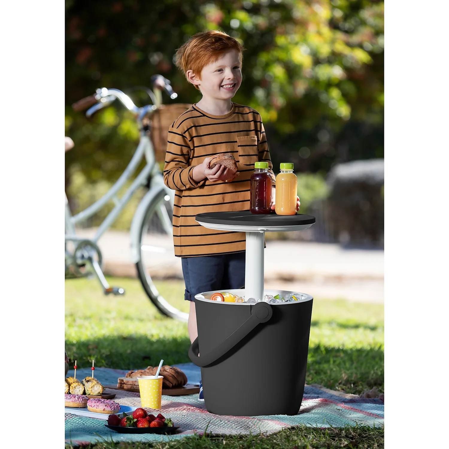 Keter GoBar Outdoor Ice Cooler Table Garden Furniture - Dark Grey / Cream 2 Keter GoBar Outdoor Ice Cooler Table Garden Furniture - Dark Grey / Cream - Image 2