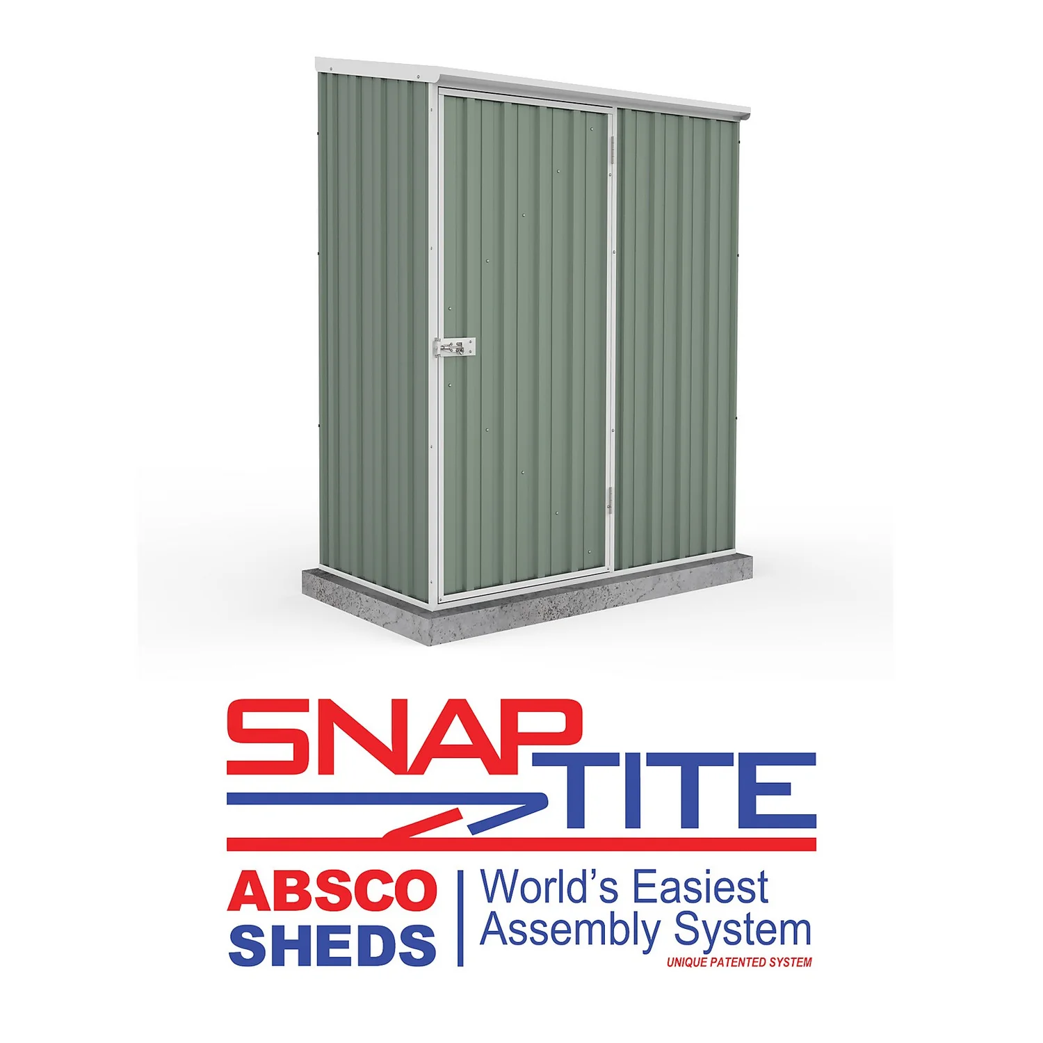 Absco 5 X 3ft Space Saver Metal Pent Shed - Green 2 Absco 5 X 3ft Space Saver Metal Pent Shed - Green - Image 2