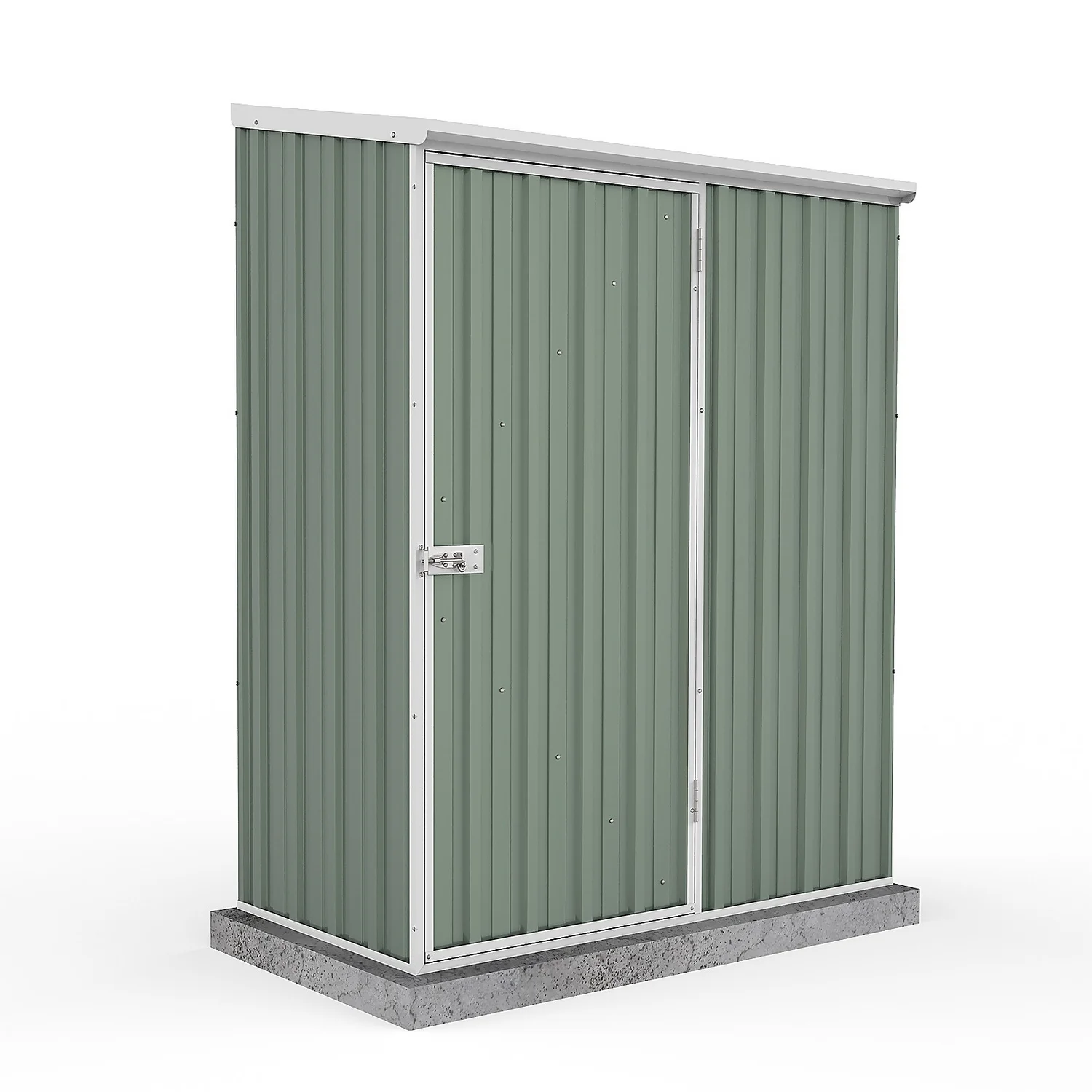 Absco 5 X 3ft Space Saver Metal Pent Shed - Green 1 Absco 5 X 3ft Space Saver Metal Pent Shed - Green