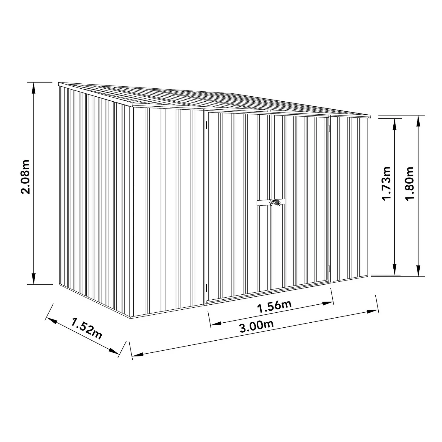 Absco 10 X 5ft Space Saver Metal Pent Shed - Green 3 Absco 10 X 5ft Space Saver Metal Pent Shed - Green - Image 3