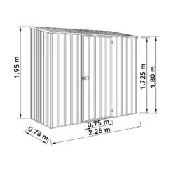 Absco 7.5 X 3ft Space Saver Metal Pent Shed - Grey -Best Home Furnishing Store 13440845 1454929185564805
