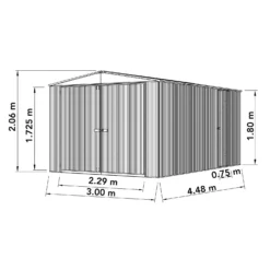 Absco 10 X 15ft Utility Workshop Apex Metal Shed - Zinc -Best Home Furnishing Store 13440863 1074929163582140