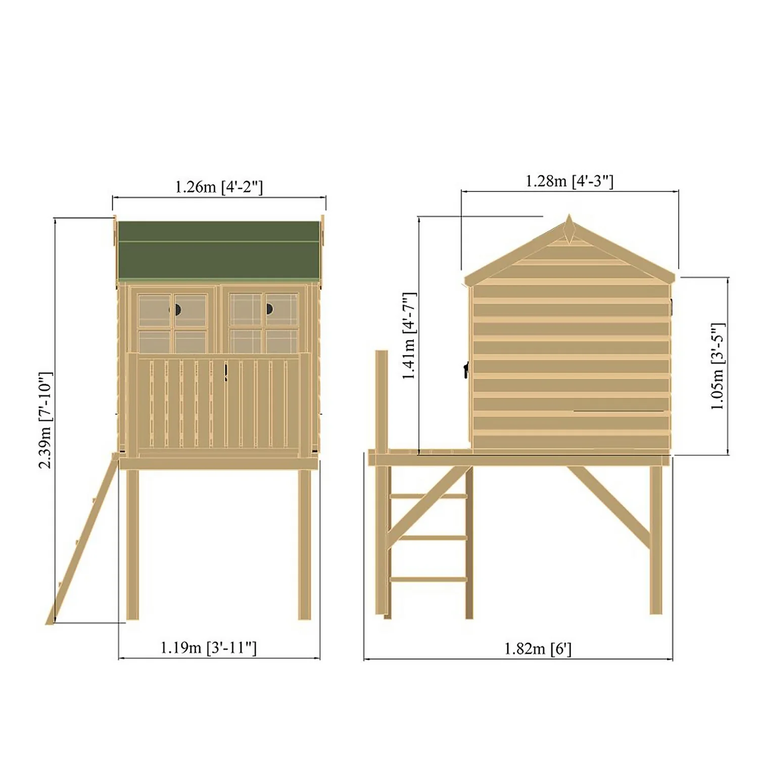 Shire 6 X 4ft Bunny And Platform Kids Wooden Playhouse 3 Shire 6 X 4ft Bunny And Platform Kids Wooden Playhouse - Image 3