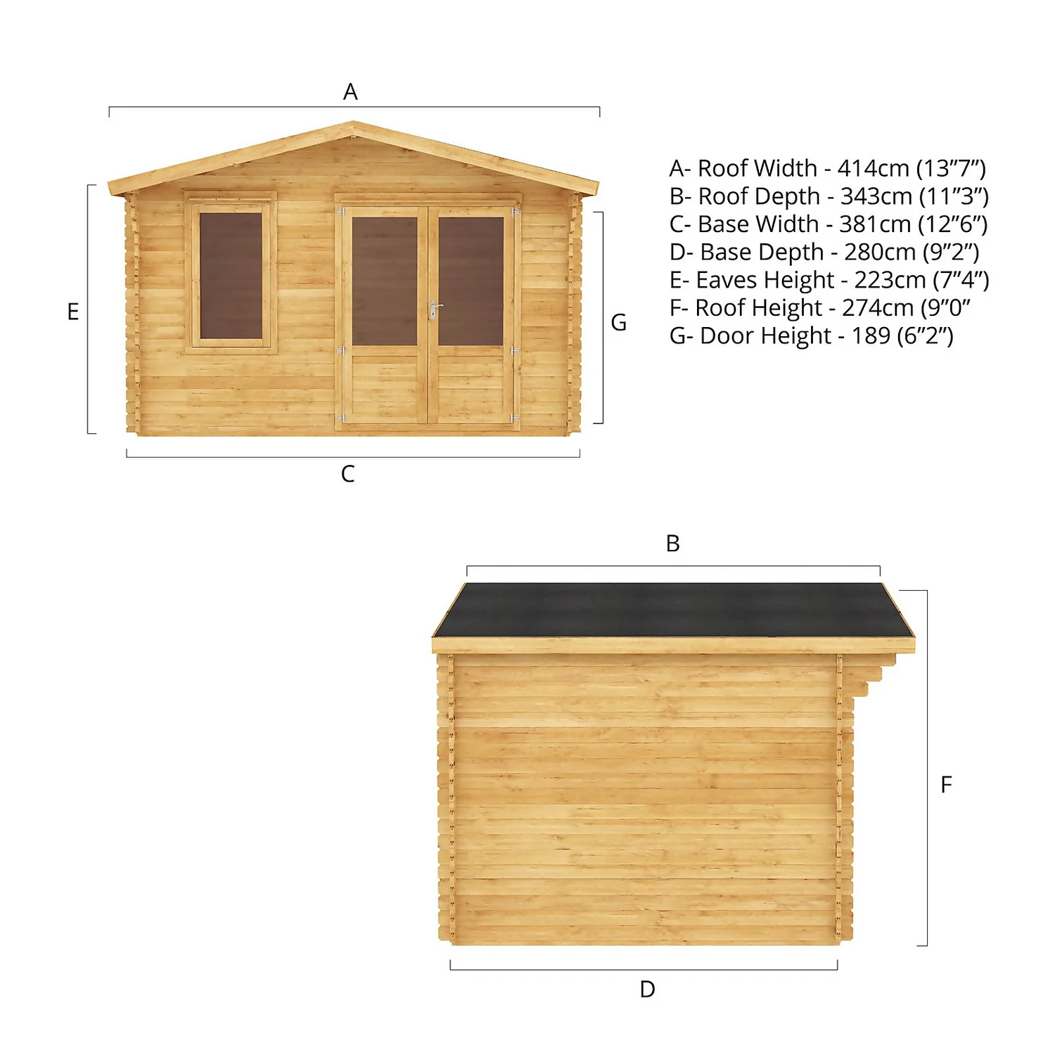 Mercia 4m X 3m Garden Retreat Log Cabin 34mm 9 Mercia 4m X 3m Garden Retreat Log Cabin 34mm - Image 9