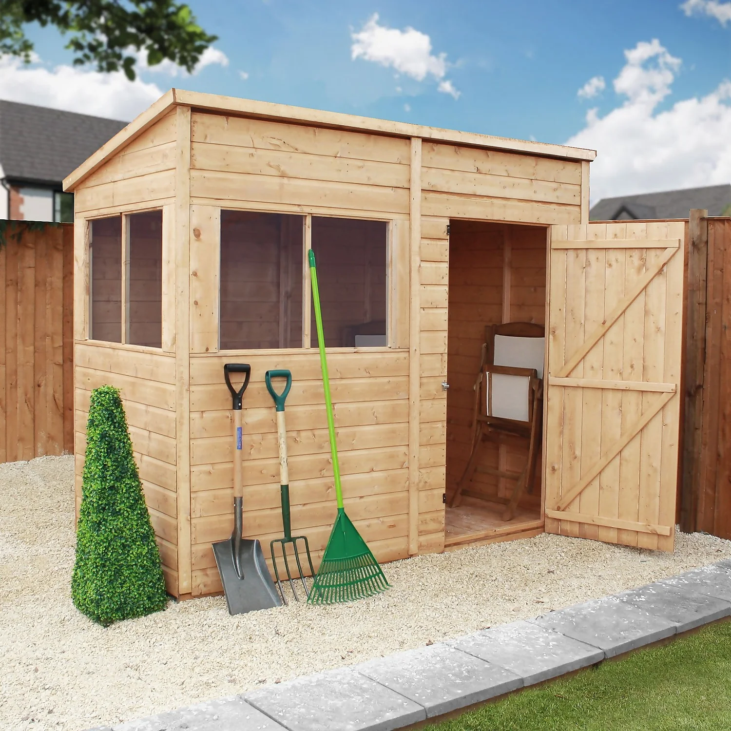 Mercia 8ft X 4ft Premium Shiplap Modular Pent Shed - Including Installation 2 Mercia 8ft X 4ft Premium Shiplap Modular Pent Shed - Including Installation - Image 2