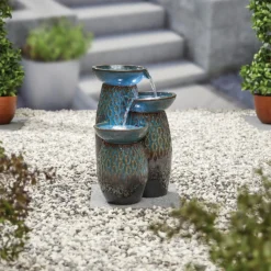 Stylish Fountain Glazed Trio Water Feature With LEDs -Best Home Furnishing Store 13846047 7854962028373355