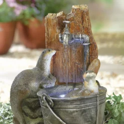 Stylish Fountain Playful Otters Water Feature With LEDs -Best Home Furnishing Store 13846072 1884962027752889