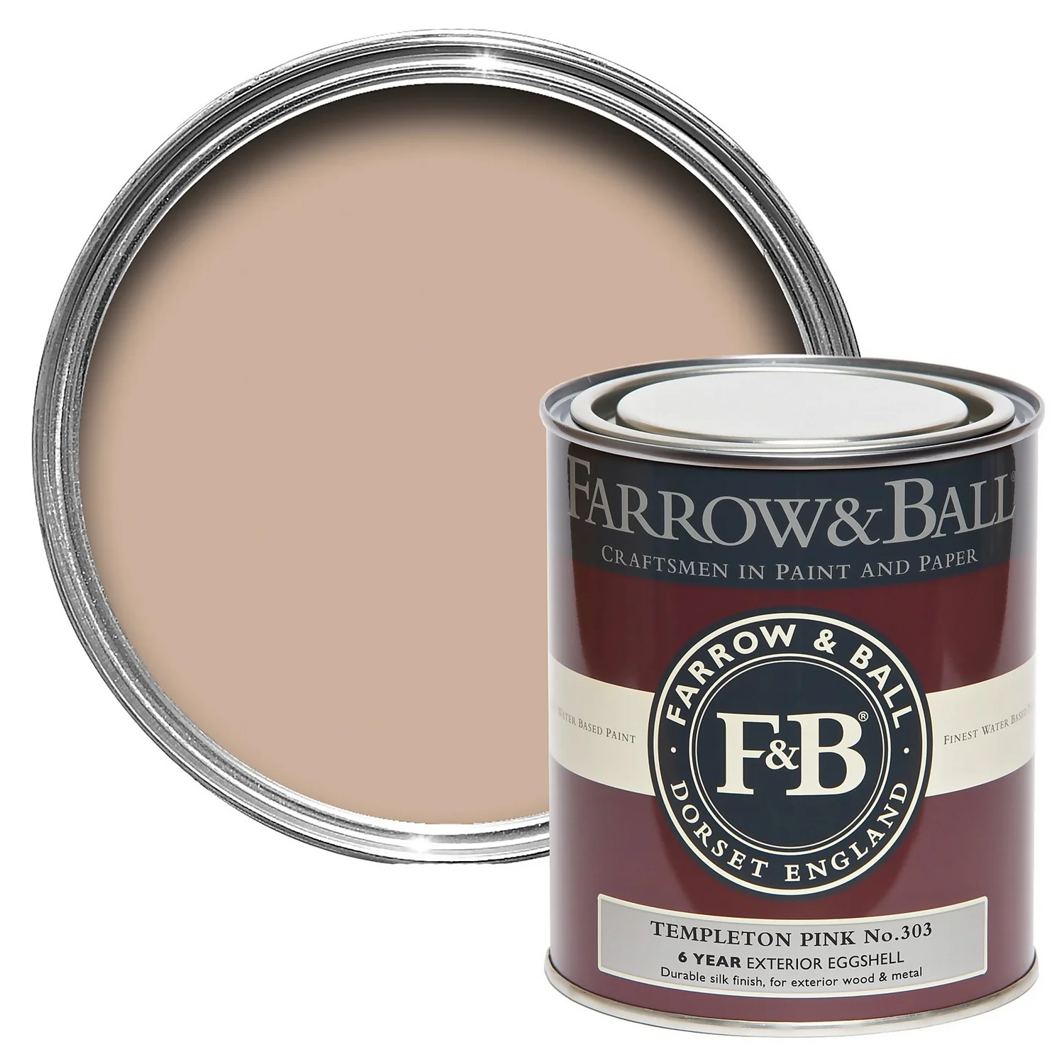 Farrow & Ball Exterior Eggshell Paint No.303 Templeton Pink - 750ml 1 Farrow & Ball Exterior Eggshell Paint No.303 Templeton Pink - 750ml