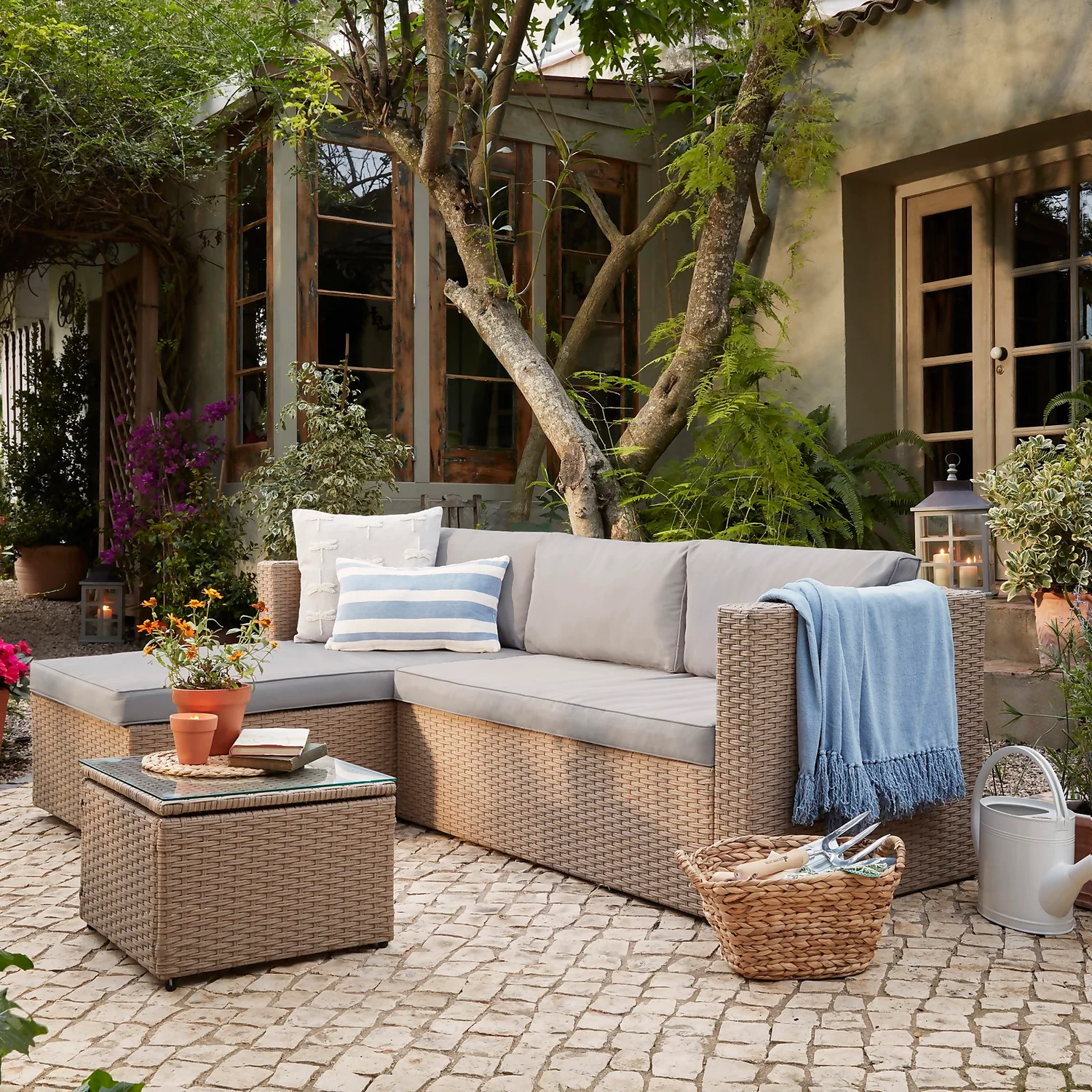Alexandria Rattan Effect Garden Corner Sofa Set 1 Alexandria Rattan Effect Garden Corner Sofa Set