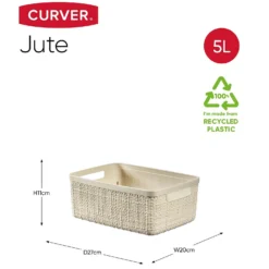 Curver Jute Small Recycled Storage Basket - 5L White -Best Home Furnishing Store 13965909 1364995188282910