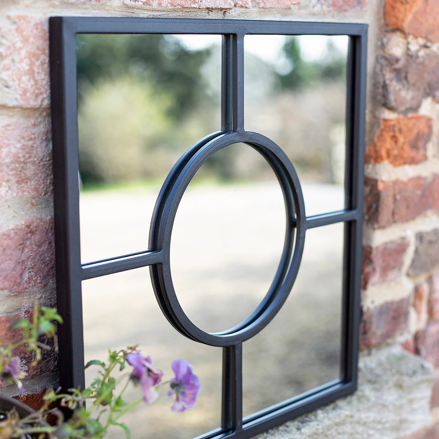Black Square Garden Mirror 5 Black Square Garden Mirror - Image 5