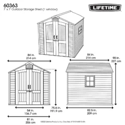 Lifetime 7x7ft Outdoor Storage Shed - Rough-Cut Grey 12 Lifetime 7x7ft Outdoor Storage Shed - Rough-Cut Grey -Best Home Furnishing Store 13997403 1555000054831001