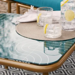 Omari Metal Garden Corner Sofa Set - Teal & Gold -Best Home Furnishing Store 14005699 4965022704578830