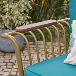 Omari Metal Garden Corner Sofa Set - Teal & Gold -Best Home Furnishing Store 14005699 6155022704468337