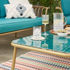 Omari Metal Garden Sofa Set - Teal & Gold 13 Omari Metal Garden Sofa Set - Teal & Gold -Best Home Furnishing Store 14005703 1365022638067828