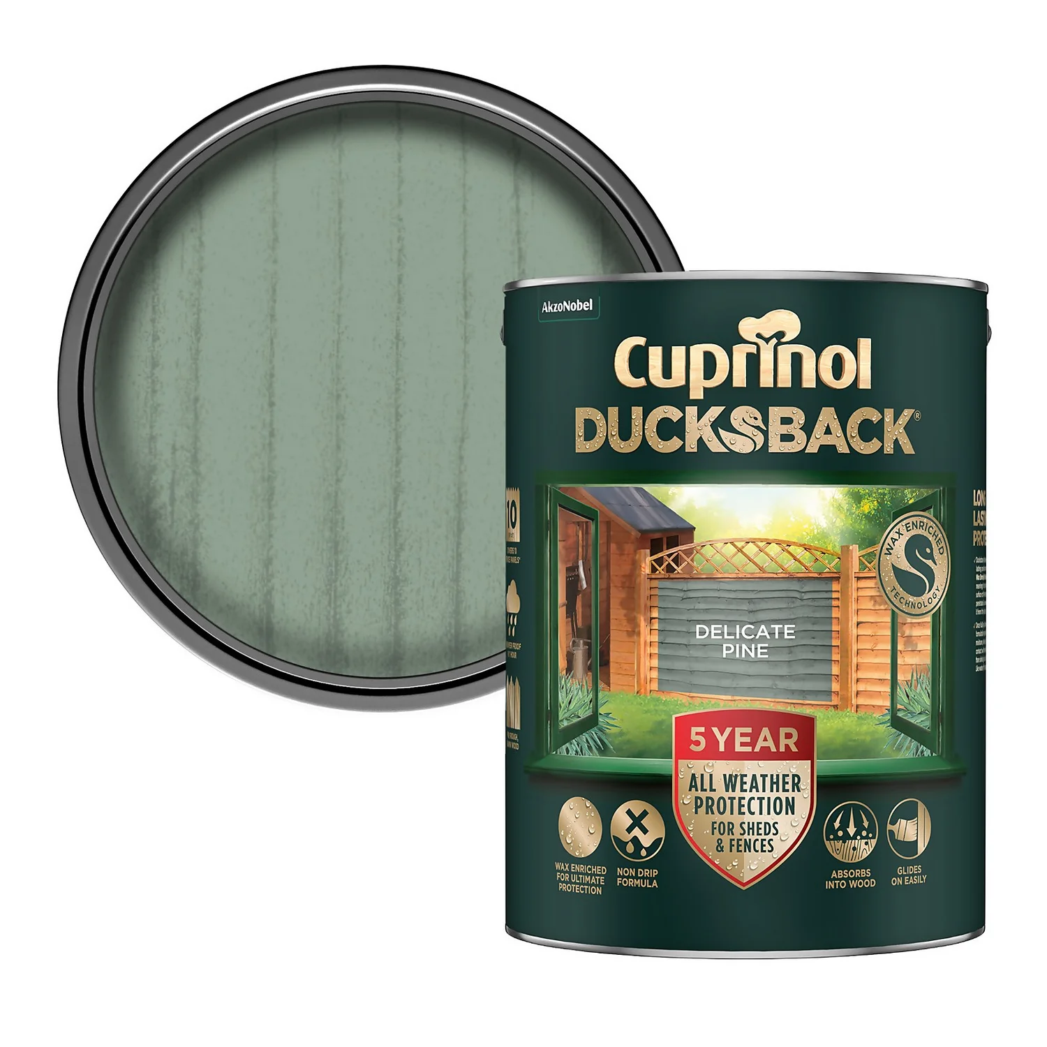 Cuprinol Ducksback Shed & Fence Paint Delicate Pine - 5L 1 Cuprinol Ducksback Shed & Fence Paint Delicate Pine - 5L