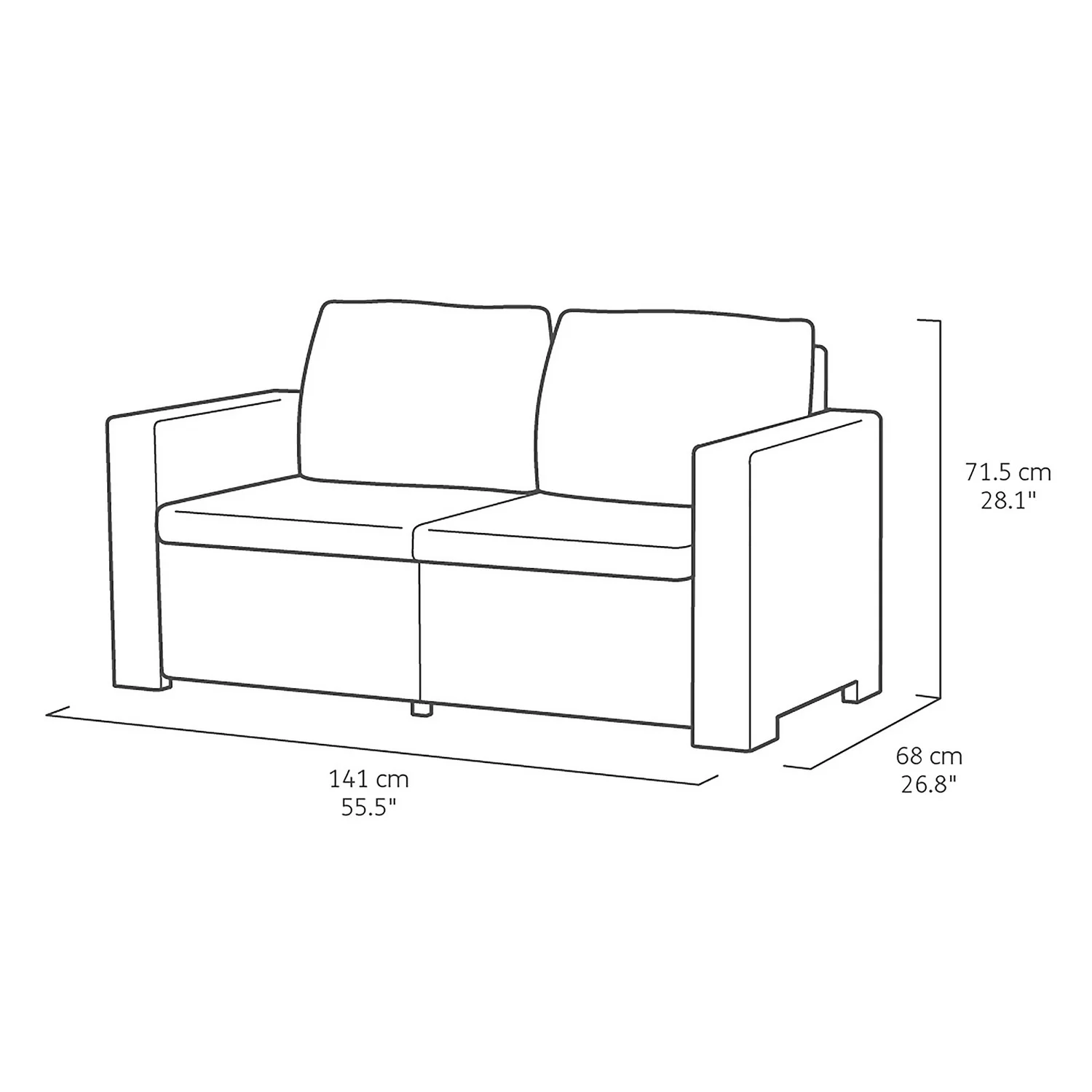 Keter California 5 Seater Double Sofa Outdoor Garden Furniture Lounge Set - Graphite With Grey Cushions 7 Keter California 5 Seater Double Sofa Outdoor Garden Furniture Lounge Set - Graphite With Grey Cushions - Image 7