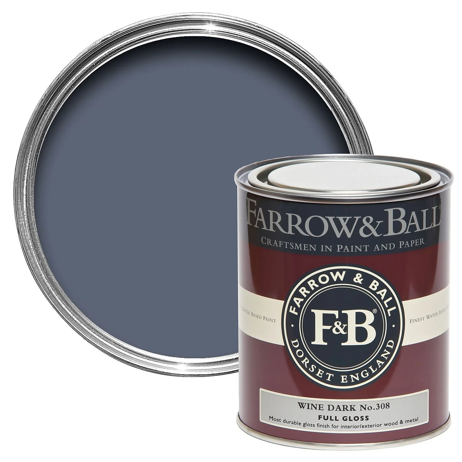 Farrow & Ball Full Gloss Paint Wine Dark - 750ml 1 Farrow & Ball Full Gloss Paint Wine Dark - 750ml